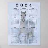Elegante Arabische Witte Paard in Sneeuw 2024 Kale Poster (Voorkant)