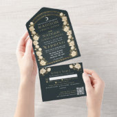 Elegante Arch Art Nouveau QR Code Wedding All In One Uitnodiging (Afscheurbaar)