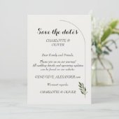 Elegante Arch Botanische Groene Save The Date Kaar (Staand voorkant)