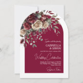 Elegante Arch Bourgondië & Cream Rozen bruiloft Kaart (Voorkant)