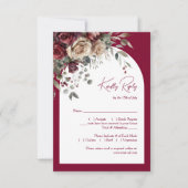 Elegante Arch Bourgondië & Cream Rozen bruiloft RSVP Kaartje (Voorkant)