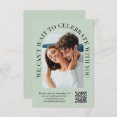 Elegante Arch Foto QR Code Sage Groene Bruiloft RSVP Kaartje (Voorkant / Achterkant)
