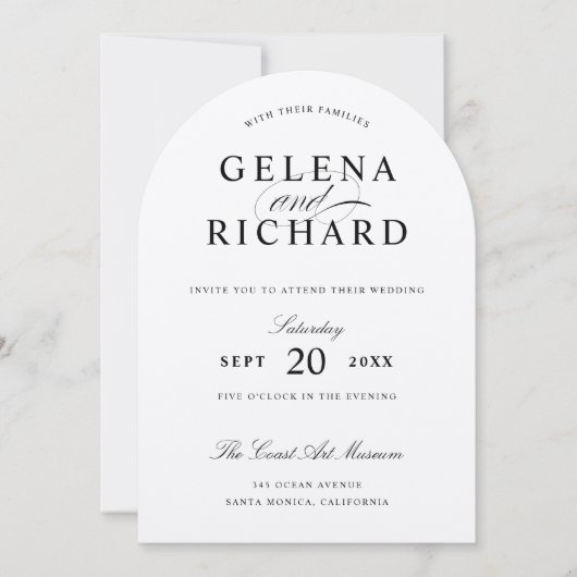 Elegante Arch Luxe Papier Trouwen Kaart (Voorkant)