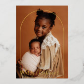 Elegante Arch Photo Chic Script Vrolijk Kerstfeest Folie Feestdagenkaart (Voorkant)