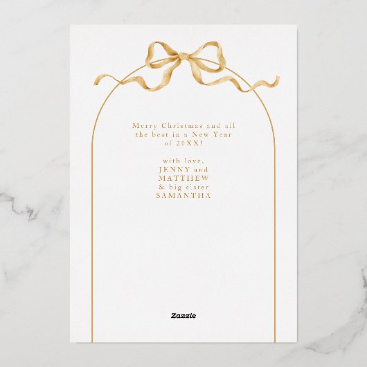 Elegante Arch Photo Chic Script Vrolijk Kerstfeest Folie Feestdagenkaart (Achterkant)