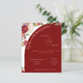 Elegante Arch Red Peach Bloemen Huwelijksuitnodigi (Staand voorkant)