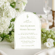 Elegante Arch Sage Green & Beige Stripe Wedding