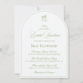 Elegante Arch Sage Groene & Blauwe Bruids Luncheon Kaart (Voorkant)