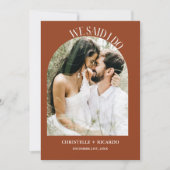 Elegante Arch Terracotta elopement aankondiging (Voorkant)
