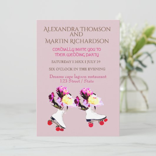 Elegante Art bruiloft uitnodiging (Staand voorkant)