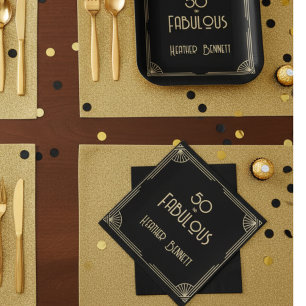 Elegante Art Deco 50 en Fantastische Verjaardag Servet