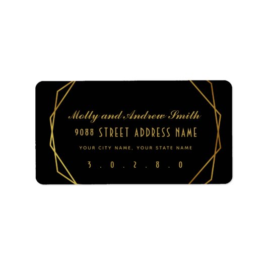 Elegante art deco adres label party/bruiloft (Voorkant)