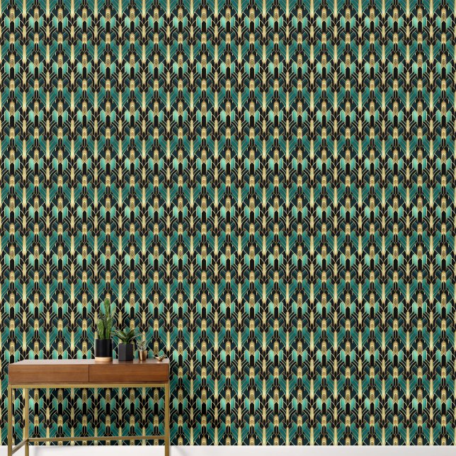 elegante art Deco betegeld patroon Wallpaper Behang (Hal)