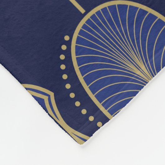 Elegante art deco blauw en goud fleece deken (Hoek)