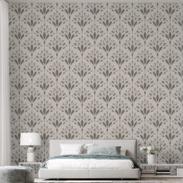 Elegante Art Deco bloem in neutrale taupe Behang