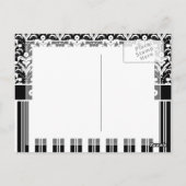 Elegante Art Deco  Bloemen Damast en Strepen Briefkaart (Achterkant)