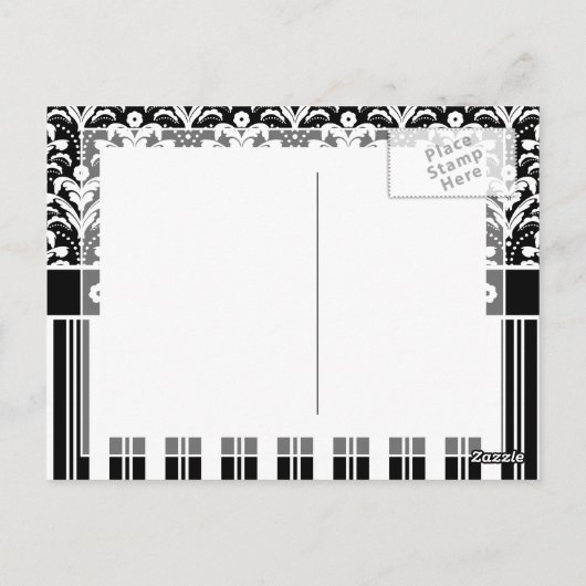 Elegante Art Deco  Bloemen Damast en Strepen Briefkaart (Achterkant)