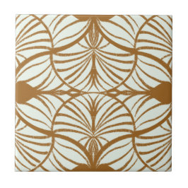 Elegante Art Deco Brown & Mint Gouache Scallops Tegeltje