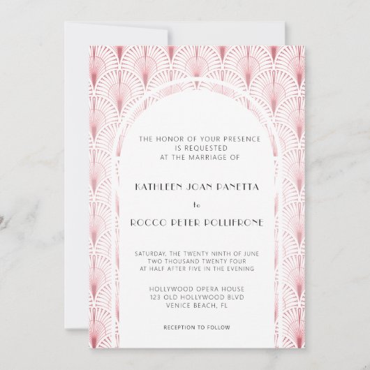 Elegante Art Deco bruiloft Kaart (Voorkant)