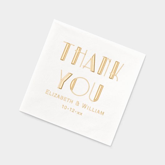 Elegante Art Deco Bruiloft Typografie Dank u #1 Folie Servetten (Links)