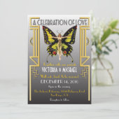 Elegante Art Deco bruiloft uitnodiging (Staand voorkant)