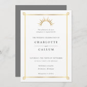 Elegante art deco bruiloft uitnodiging (Voorkant / Achterkant)