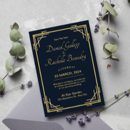 Elegante Art Deco bruiloft uitnodiging