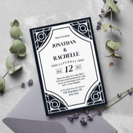 Elegante Art Deco bruiloft uitnodiging