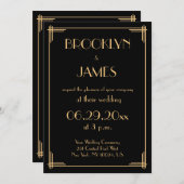 Elegante  Art Deco bruiloft uitnodigingen (Voorkant / Achterkant)