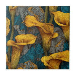 Elegante Art Deco Calle Lilies Tegels Voor Achterw Tegeltje