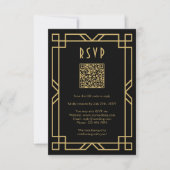 Elegante Art Deco Classic Beige Gold Black QR RSVP Kaartje (Voorkant)