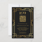 Elegante Art Deco Classic Gold Black QR RSVP Kaartje (Voorkant)