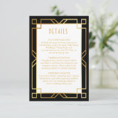 Elegante Art Deco Classic Goud Zwart Informatiekaartje (Staand voorkant)