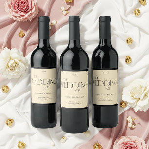 Elegante Art Deco Crème Zwarte Oude Geldstijl Wijn Etiket