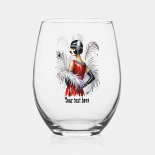 Elegante Art Deco dame aanpasbaar Wijnglas Zonder Voet
