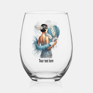 Elegante Art Deco dame aanpasbaar Wijnglas Zonder Voet