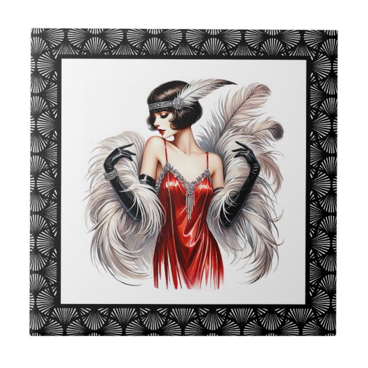 Elegante Art Deco-dame Tegeltje (Voorkant)