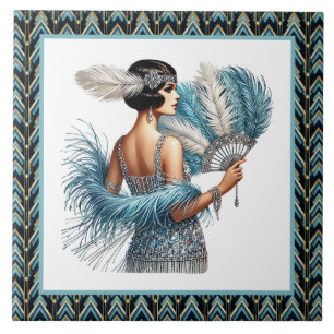 Elegante Art Deco-dame Tegeltje