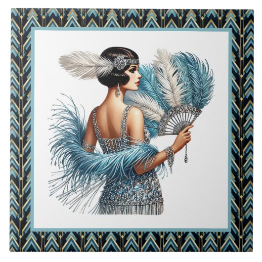 Elegante Art Deco-dame Tegeltje (Voorkant)