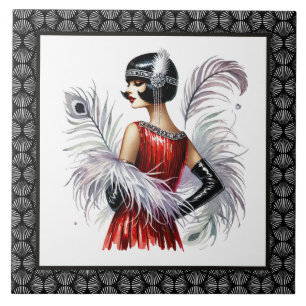 Elegante Art Deco dame Tegeltje