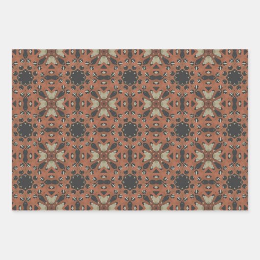 Elegante Art Deco Earth Tones Patroon Set 1 Inpakpapier Vel (Voorkant 2)