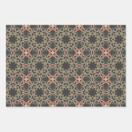 Elegante Art Deco Earth Tones  Patroon Set 1 Inpakpapier Vel