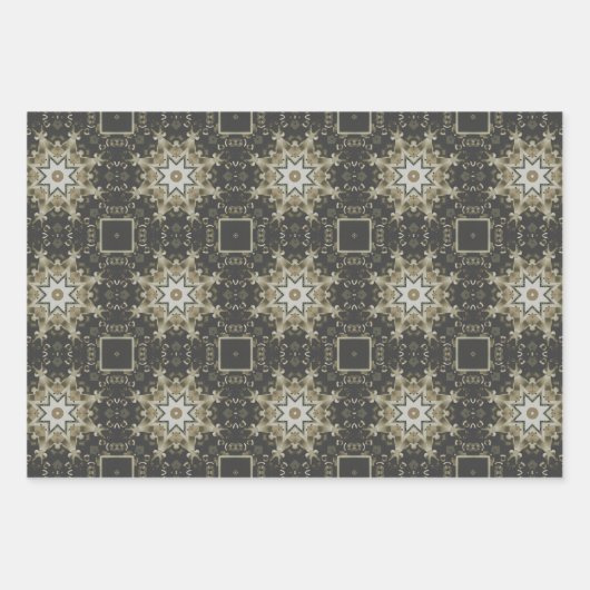 Elegante Art Deco Earth Tones Patroon Set 2 Inpakpapier Vel (Voorkant 3)