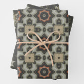 Elegante Art Deco Earth Tones Patroon Set 2 Inpakpapier Vel (In situ)
