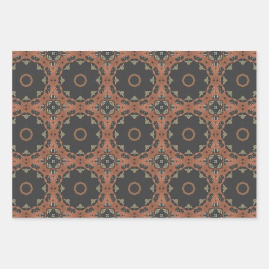 Elegante Art Deco Earth Tones Patroon Set 3 Inpakpapier Vel (Voorkant 3)