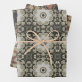 Elegante Art Deco Earth Tones Patroon Set 3 Inpakpapier Vel (In situ)