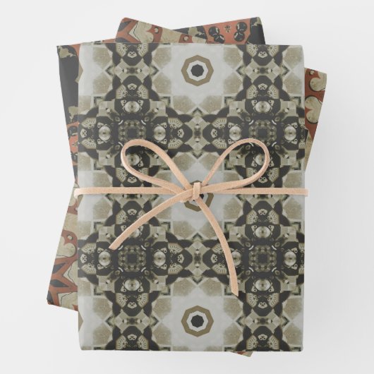 Elegante Art Deco Earth Tones  Patroon Set 3 Inpakpapier Vel (In situ)