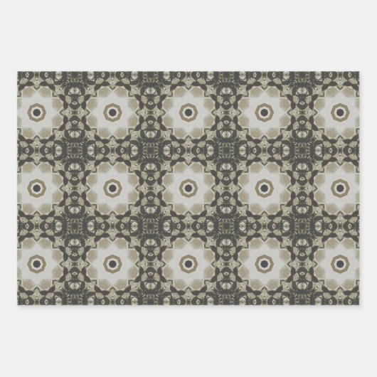 Elegante Art Deco Earth Tones Patroon Set 3 Inpakpapier Vel (Voorkant)