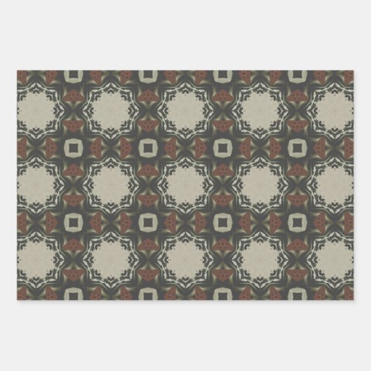 Elegante Art Deco Earth Tones  Patroon Set 4 Inpakpapier Vel (Voorkant 3)