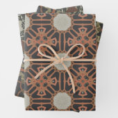 Elegante Art Deco Earth Tones Patroon Set 4 Inpakpapier Vel (In situ)